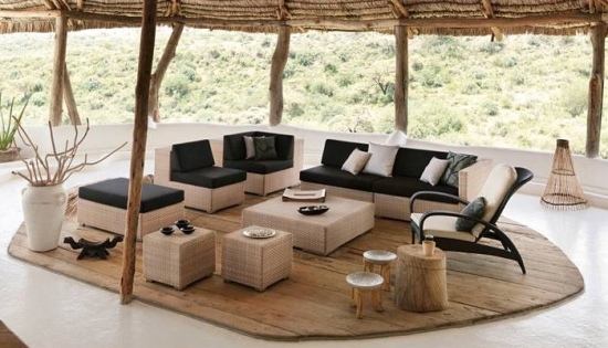 Lounge trädgårdsmöbler soffset svart och vitt