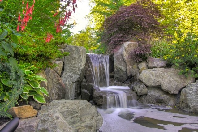 Vatten damm trädgårdar vattenfall buller idéer trädgård design