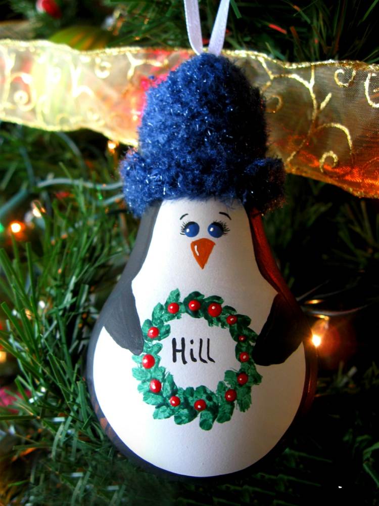 dekoration för jul glödlampa julgran dekorationer pingvin idé