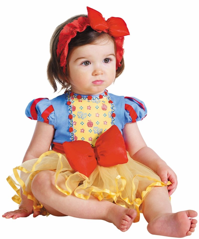 baby karneval kostymer snövit hårband gult kjol rosett