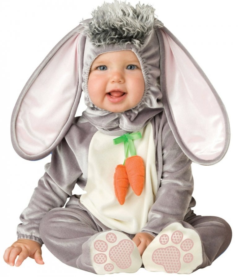 baby karneval kostymer djur idé kanin grå moehren