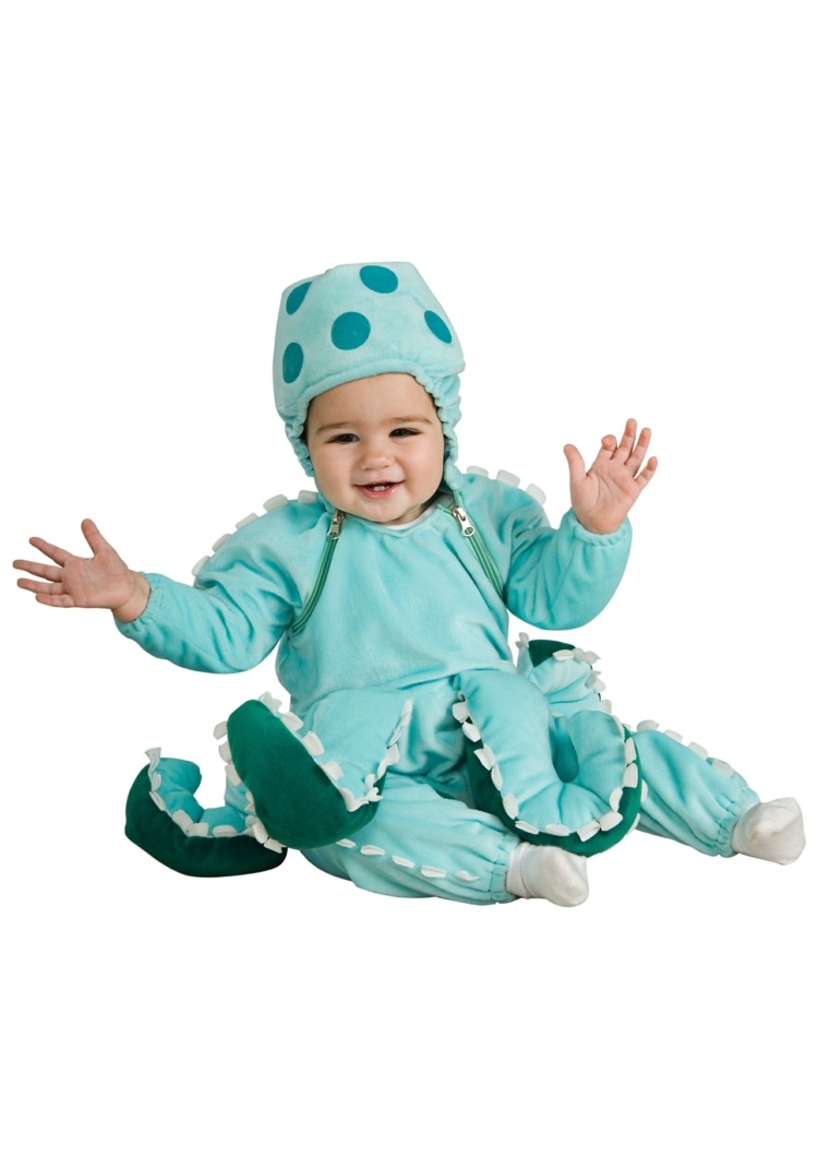 baby-karneval-kostymer-bläckfisk-tentakler-bläckfisk-hatt-prickar-ljusblå