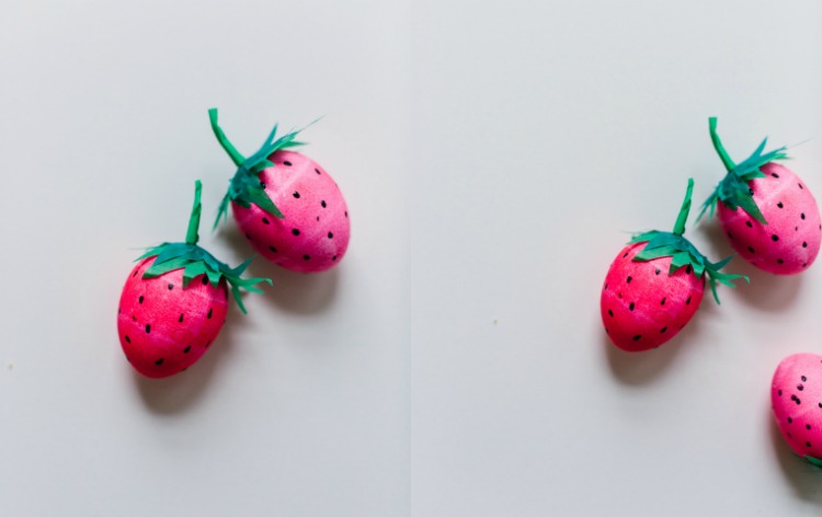 roligt-påskägg-design-jordgubbar-idé-dekorera-grönt