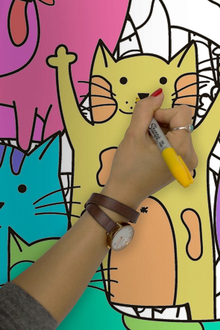 tapeter-mönster-roliga-färg-katt-väggar-kreativa-design-barn
