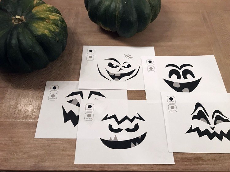 instruktioner pumpa carving pumpa ansikten skriva ut Halloween onda grimaser