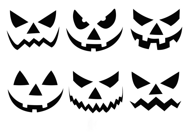 Läskiga pumpa ansikten carving mallar för att skriva ut Halloween