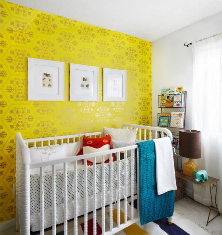 Barn tapeter-fleece-vägg-design-strålande-färger-sexkantiga-mönster-ornament-skimrande