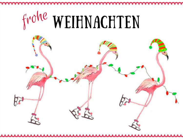 roliga julkort skriva ut idé flamingo