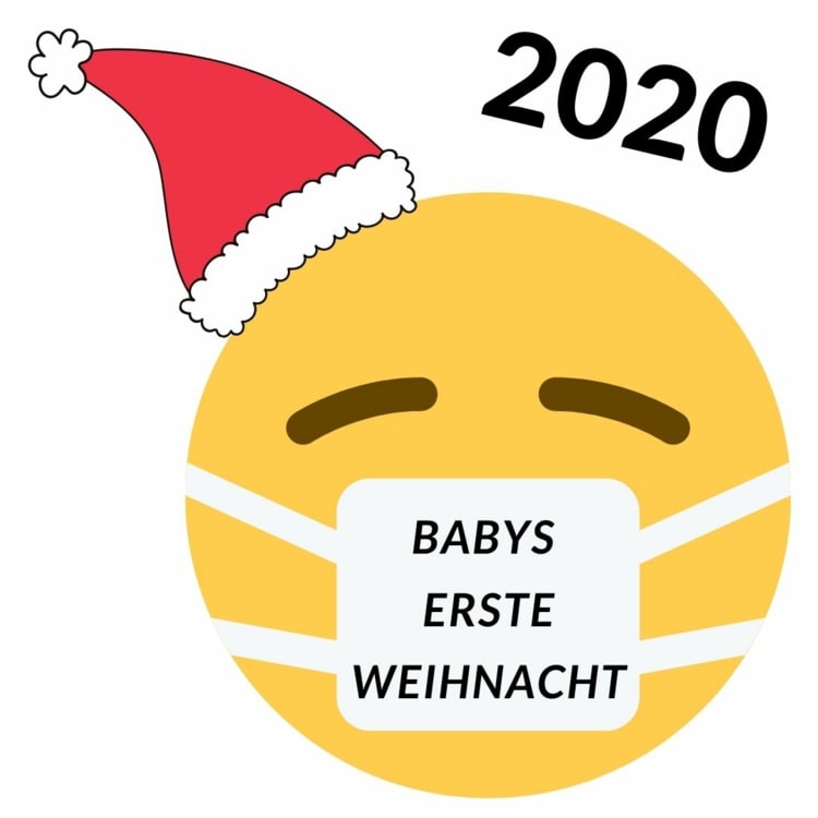 Babys första jul med skillnad - smiley med mask och tomtehatt