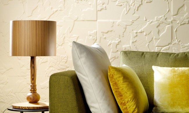 Storformat väggdesign-non-woven tapeter haptic-relief mönster-ljus beige