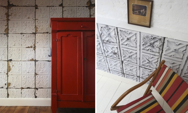 Designer tapeter väggbeklädnader gamla utseende vintage keramiska plattor-skalas av