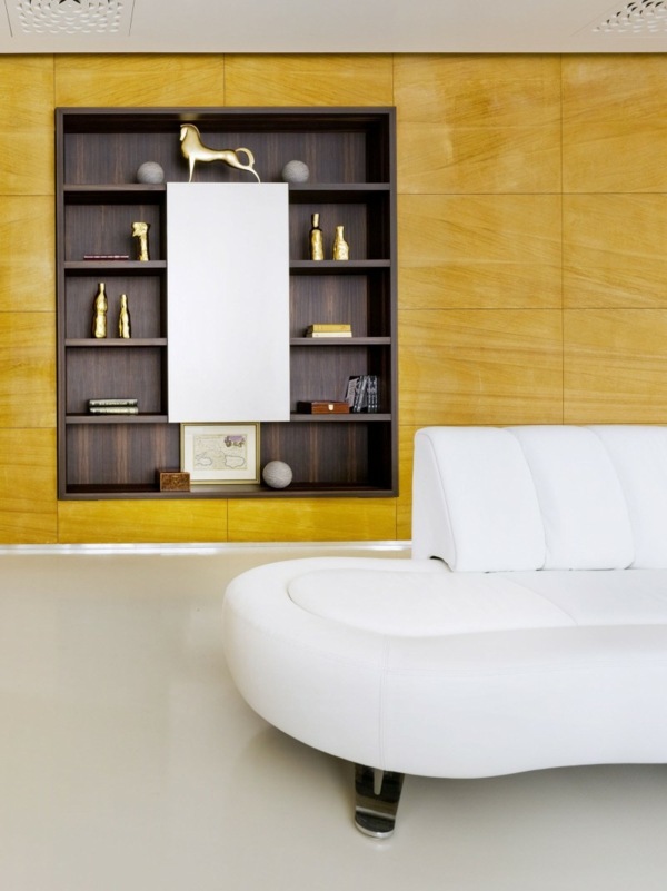 vit läder soffa vägg-lyx lägenhet