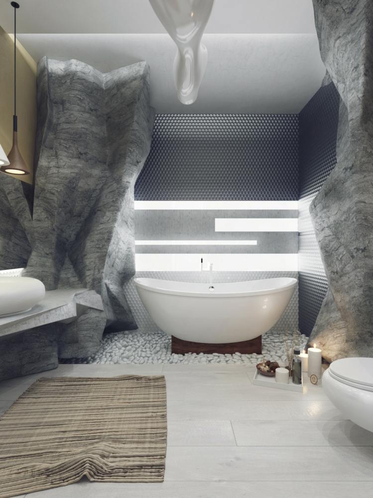 lyxigt badrum sten design idé original badkar