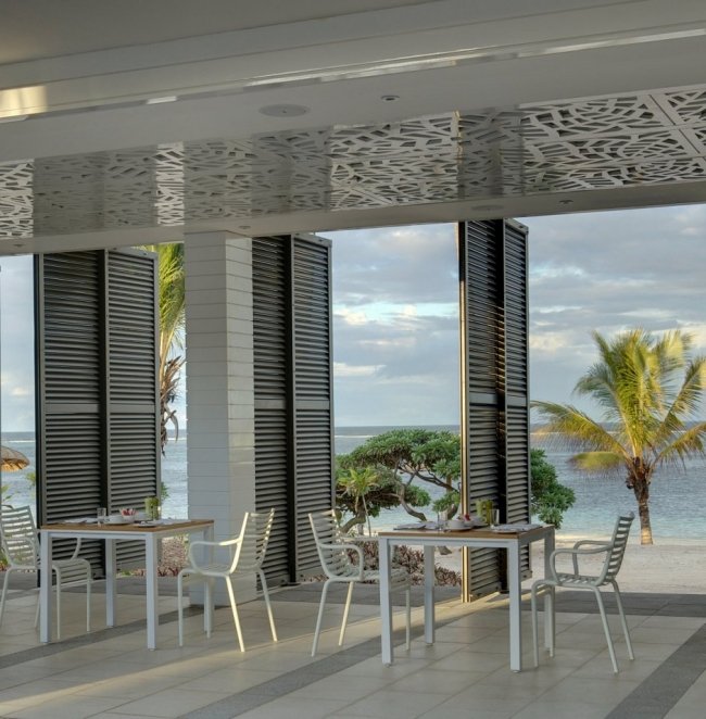 Öppen design-Hotel Mauritius Indian Ocean-Long Beach-restaurang takdesign havsutsikt