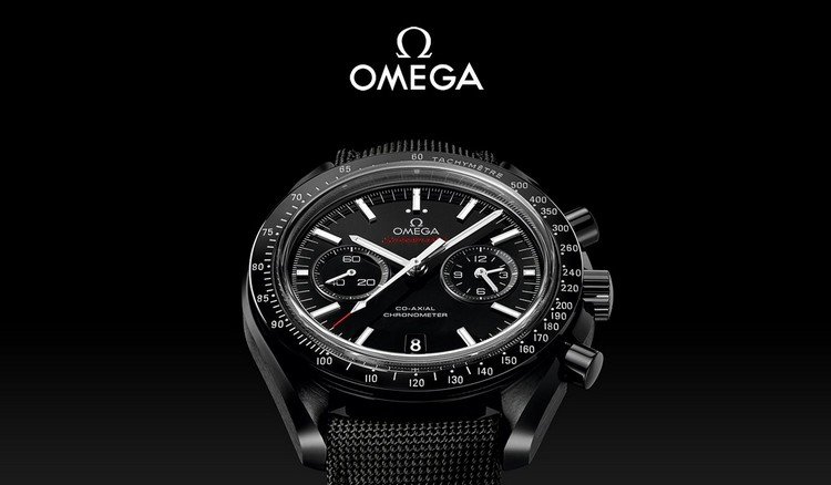 svart dykarklocka från omega med kronograf och sportig design