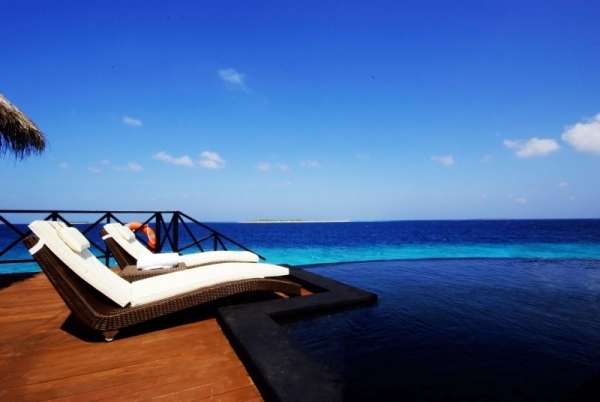 Indiska oceanen Maldiverna privata ön lyxiga resorten