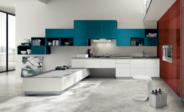modern-blå-röd-vit-kök-design