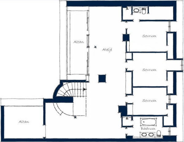 lyxig duplex med exklusiv interiör andra våningen