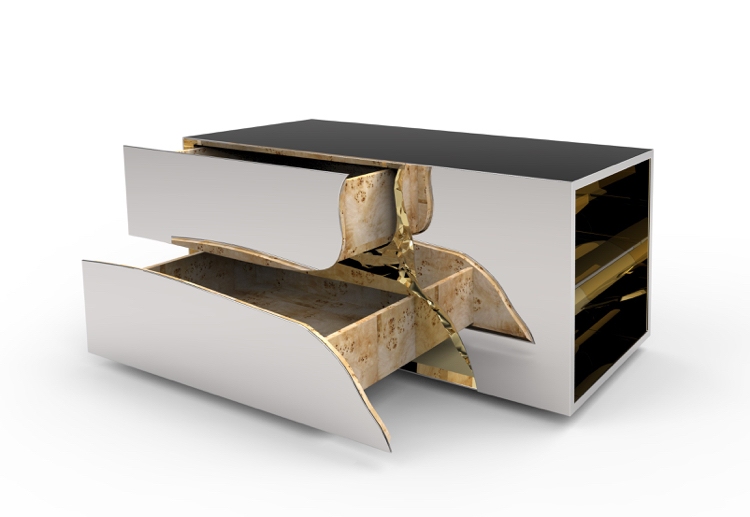lyx-möbler-sängbord-lådor-mässing-spegel-yta