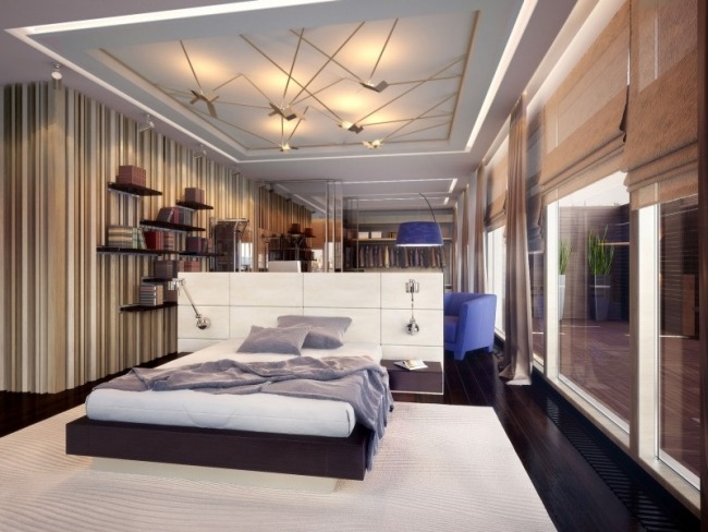 Tak design lyx sovrum-ljus iscensättning-takvåning lägenhet-digital