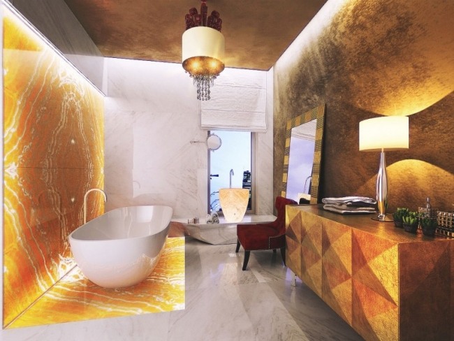 3D -visualisering inredning badrumsplattor finsten takvåning Gilyarovskogo gata indirekt ljus