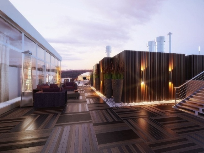 Se Moskvas takterrass träplattor läggning-digitalt projekt-takvåning