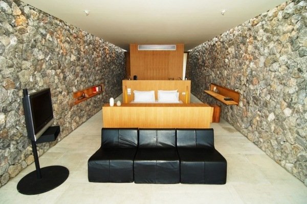 sovrum inredning vägg design natursten golvplattor
