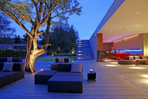 utomhus utrymme terrass pool trädäck panoramautsikt design