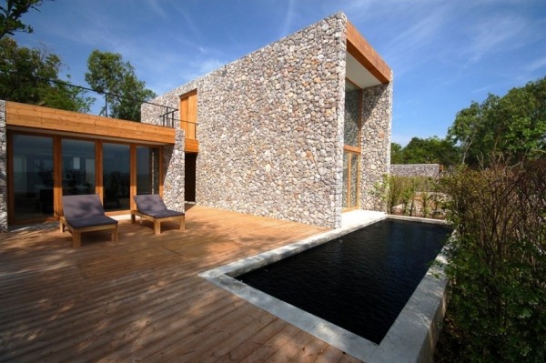 arkitektur fascinerar utomhus trendiga natursten pool