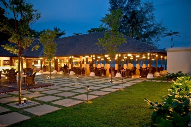 Exotiska destinationer-Malaysia Pangkor-Laut Resort-restaurang Belysningsterrass
