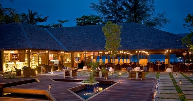 Spa Resort-Pangkor Laut-Malaysia Restaurang-Trädgård Landskap-Trädäck