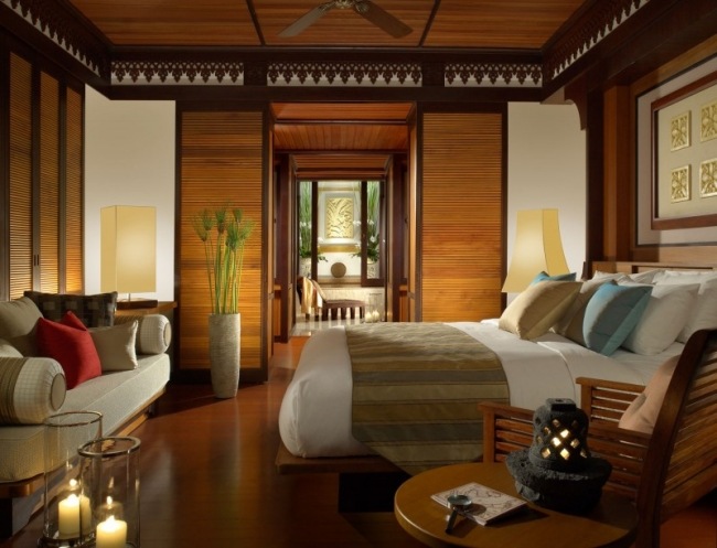 Sovrum design exotisk inredning lyx resort Malaysia ö