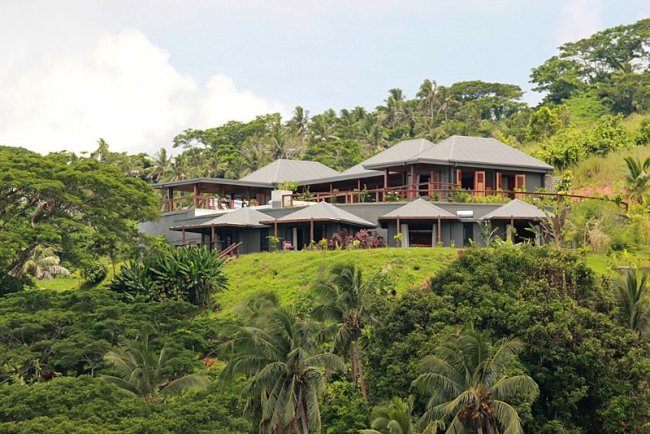 Semester Fiji hotell-villa infödda konstruktion design naturlandskap spektakulära vyer