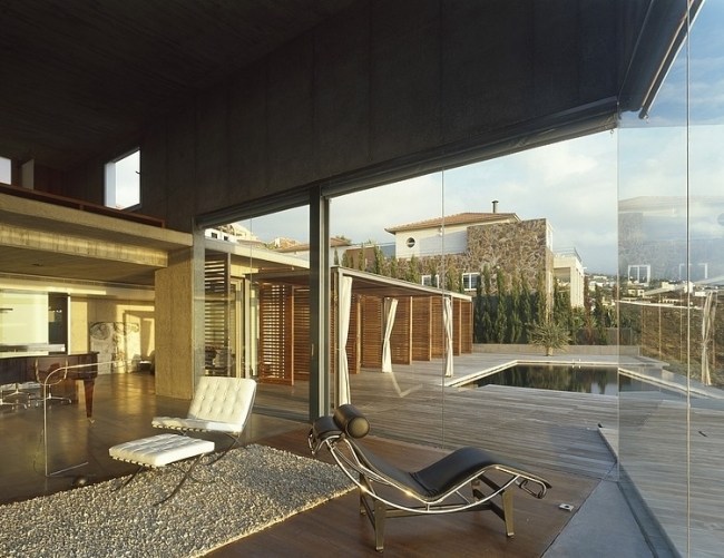 Modern villa i en sluttning-full glasruta vardagsrum-idéer öppna Tacoronte-jardin del sol