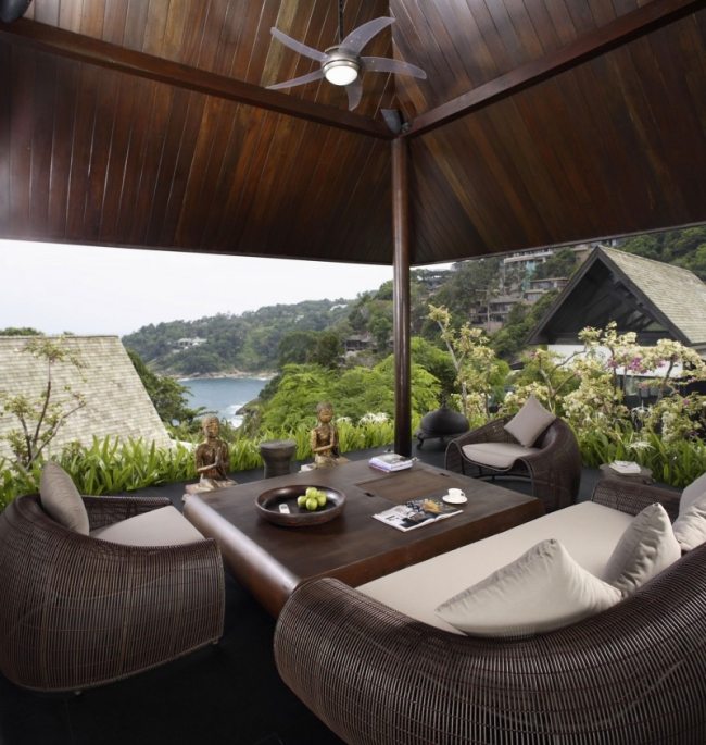 Rotting stolar Villa kuddar Dekoration Modern uteplats Canopy-Yin utsikter
