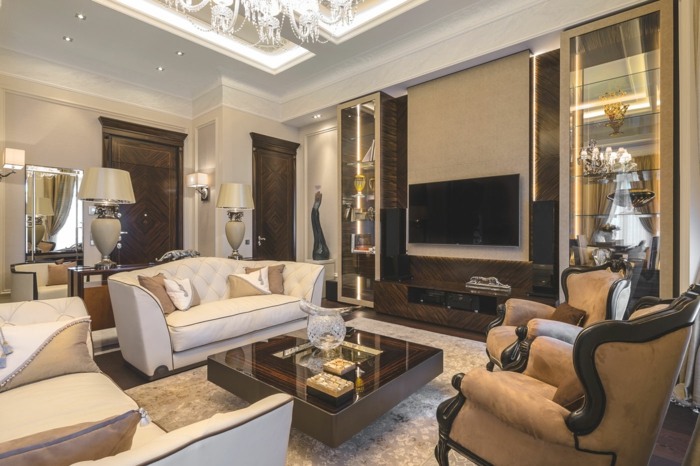 lyxig lägenhet italien möbler vintage vit brun