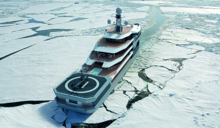 lyx yacht design polar område isflak helikopter landningsområde