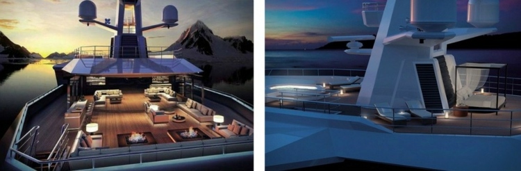lyx yacht design däck pool dag säng schäslong öppen spis