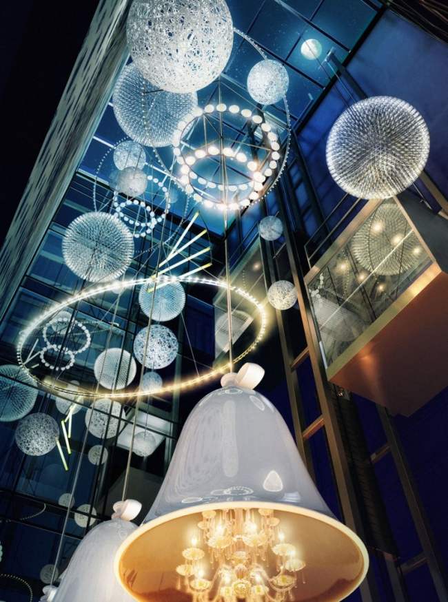 lyxhotell design marcel vandrar andaz planetariska hängande lampor