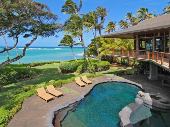 Dröm villa Hawaii palmer havet