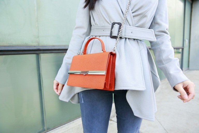 Orange väska kombinerar outfits idéer för höstkvinnor