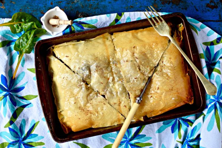 recept mangold vegan smördegspaj vitlök