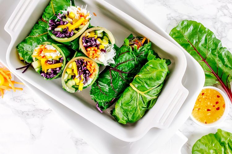 Schweizisk chard veganrecept vegetariska asiatiska fyllda grönsaker
