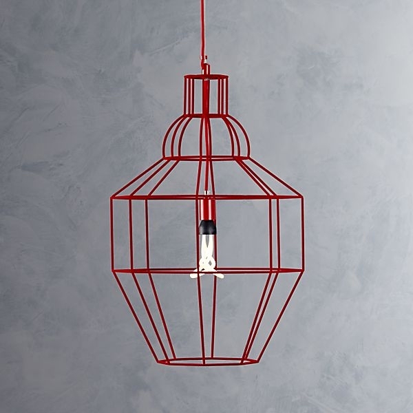 Design-lampa-röd-metall-ram-energibesparande-lampa-paola-navone