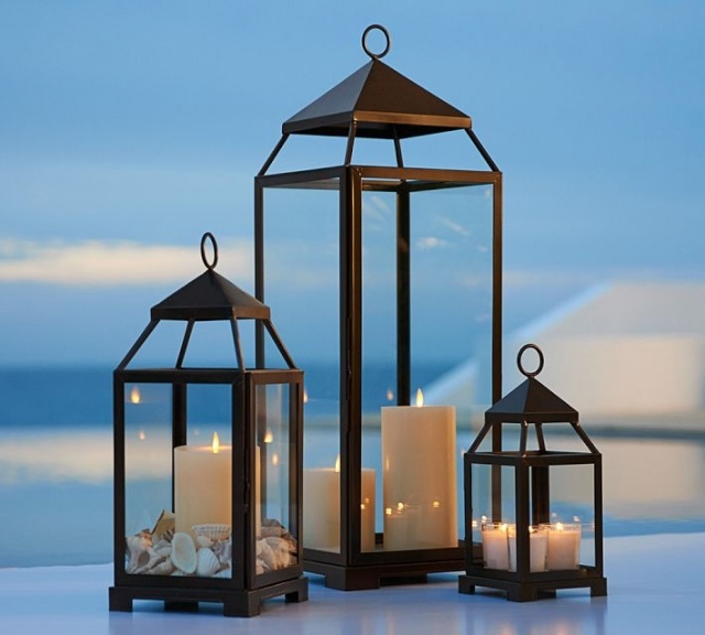 metalllyktor design svart balkong terrass trädgård belysning