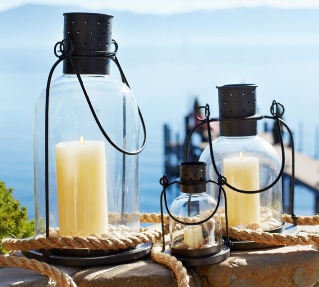 Metalliska lyktljus Pillar glas maritim sommardekoration