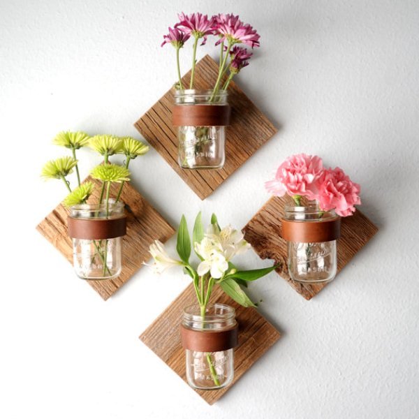 syltburkar bitar av trä väggdekoration blommor hållare