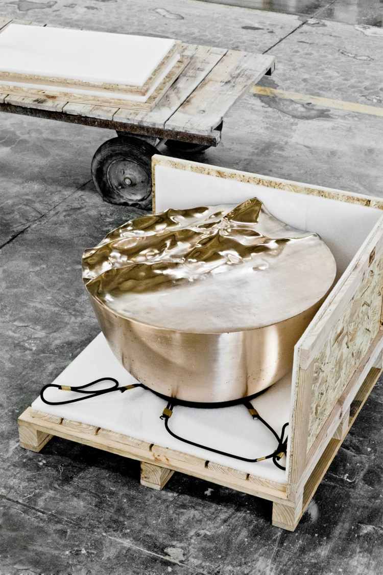 marmor design möbler yta brons soffbord