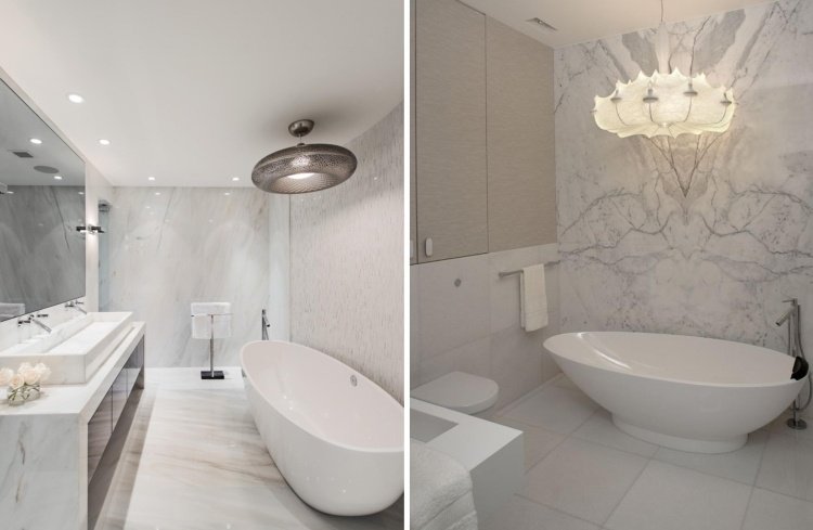 marmor-badrum-vit-fristående-badkar-designer-taklampa