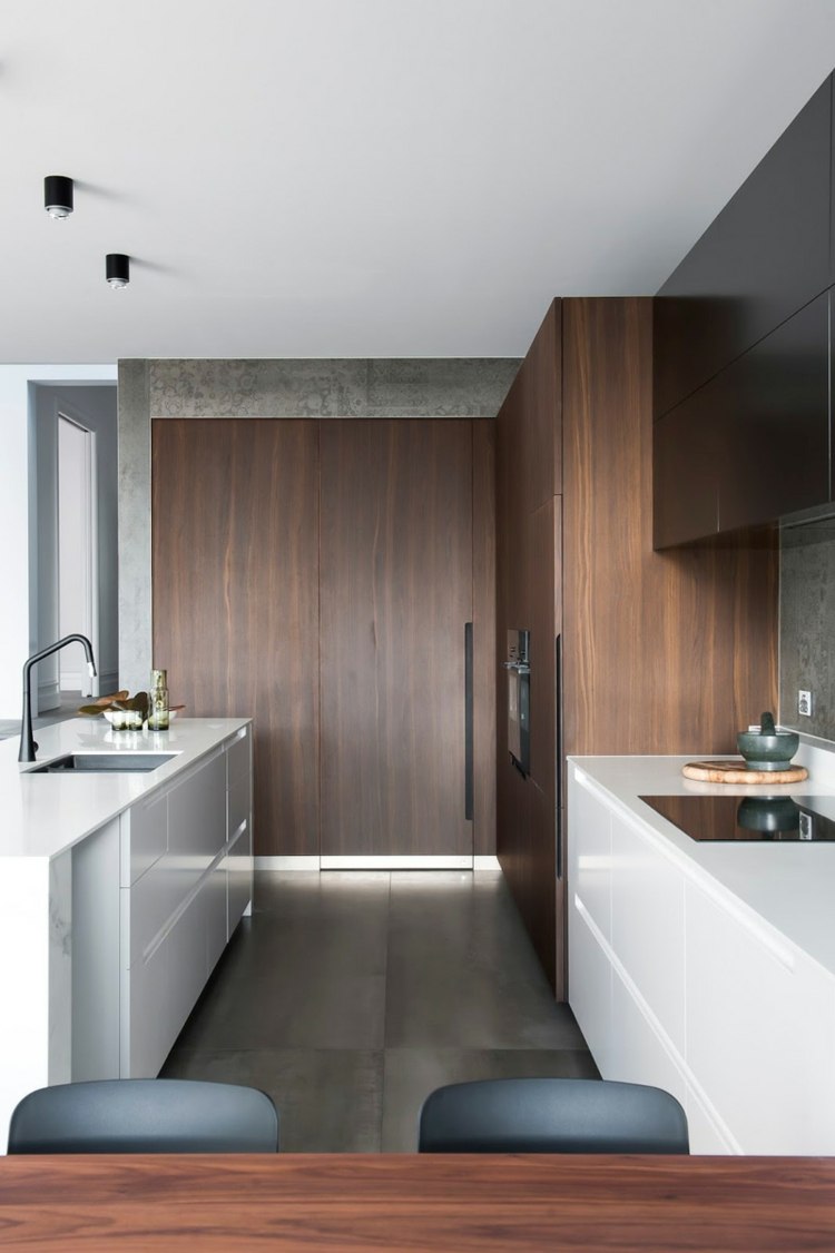marmor kök betong vägg dörr trä praktisk design idé